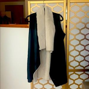 FAUX Black Suede and Cream Vest